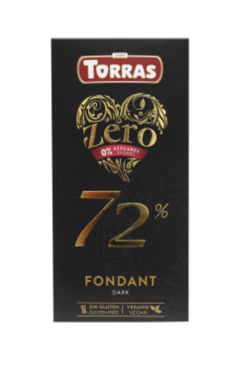 Шоколад чорний 68 Torras Zero FONDANT 72% какао 100г